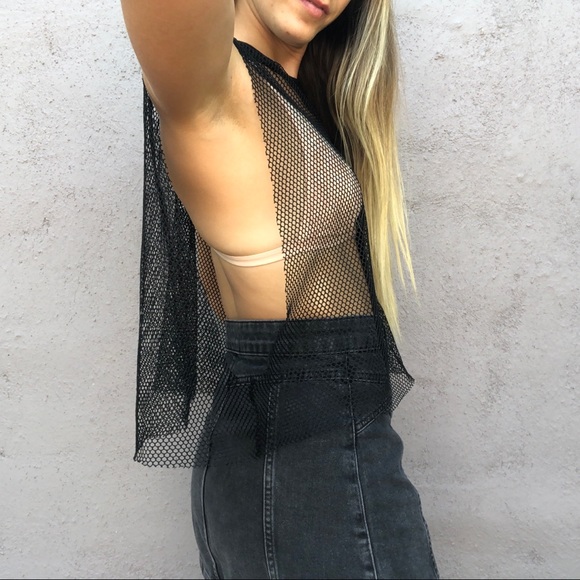 ASOS Mesh Crop Tank with Red and White Stripe - Picture 7 of 7